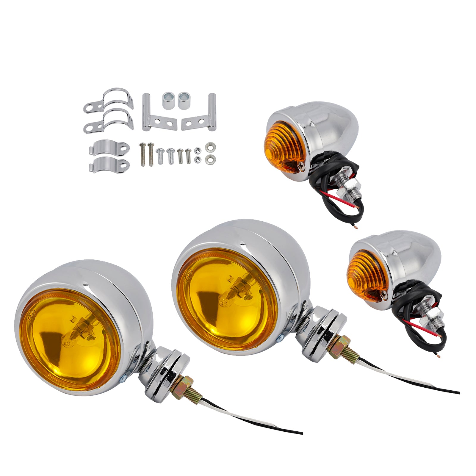 Motorcycle Beam Headlight Fog lampe personnalisée Chrome # D20 pour Racer Bobber Chopper