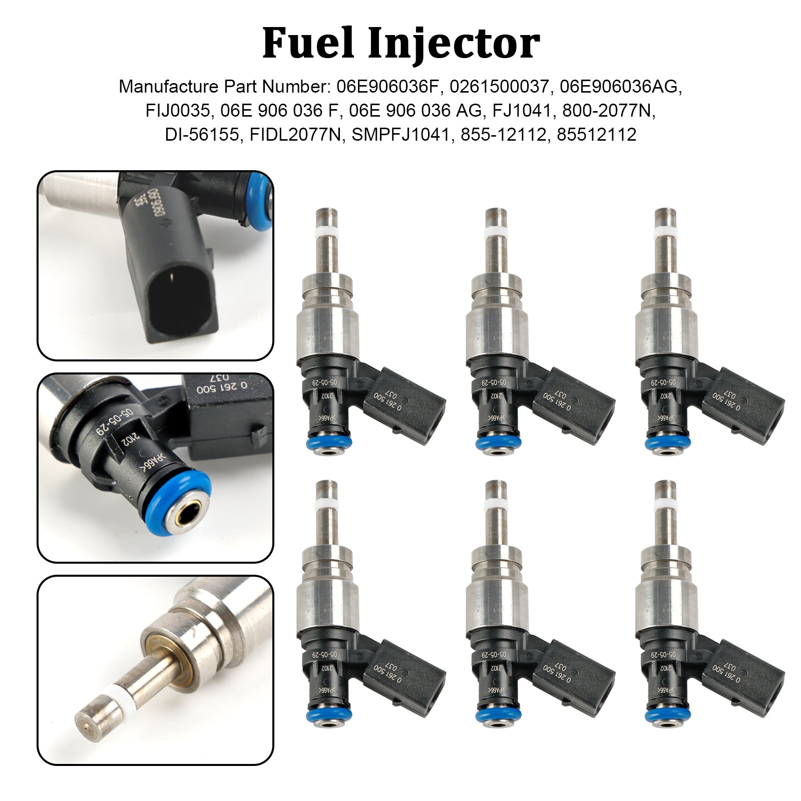 Injecteur de carburant 6 pièces, pour Audi Q5 A4 A5 A6 3.2L V6 2008-2011 0261500037