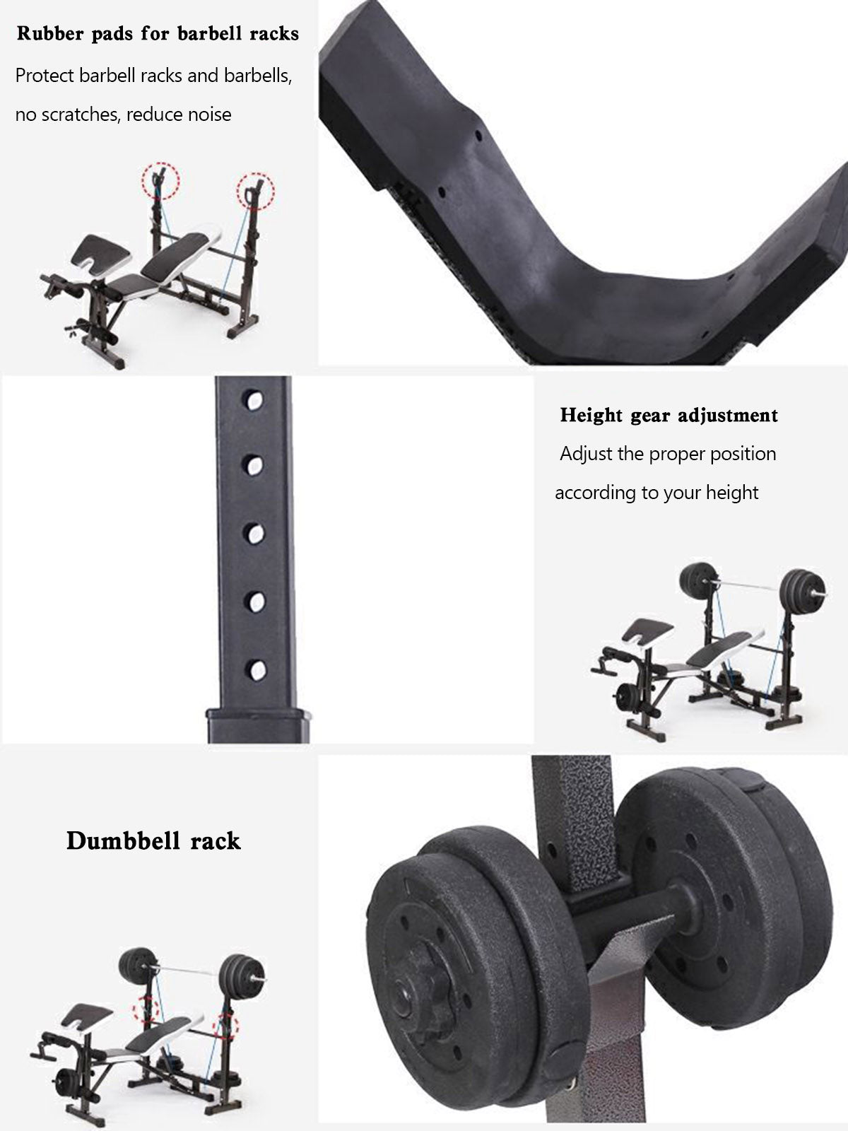 Full Body Workout Adjustable Weight Bench Folding Bench Press W/Barbell Rack