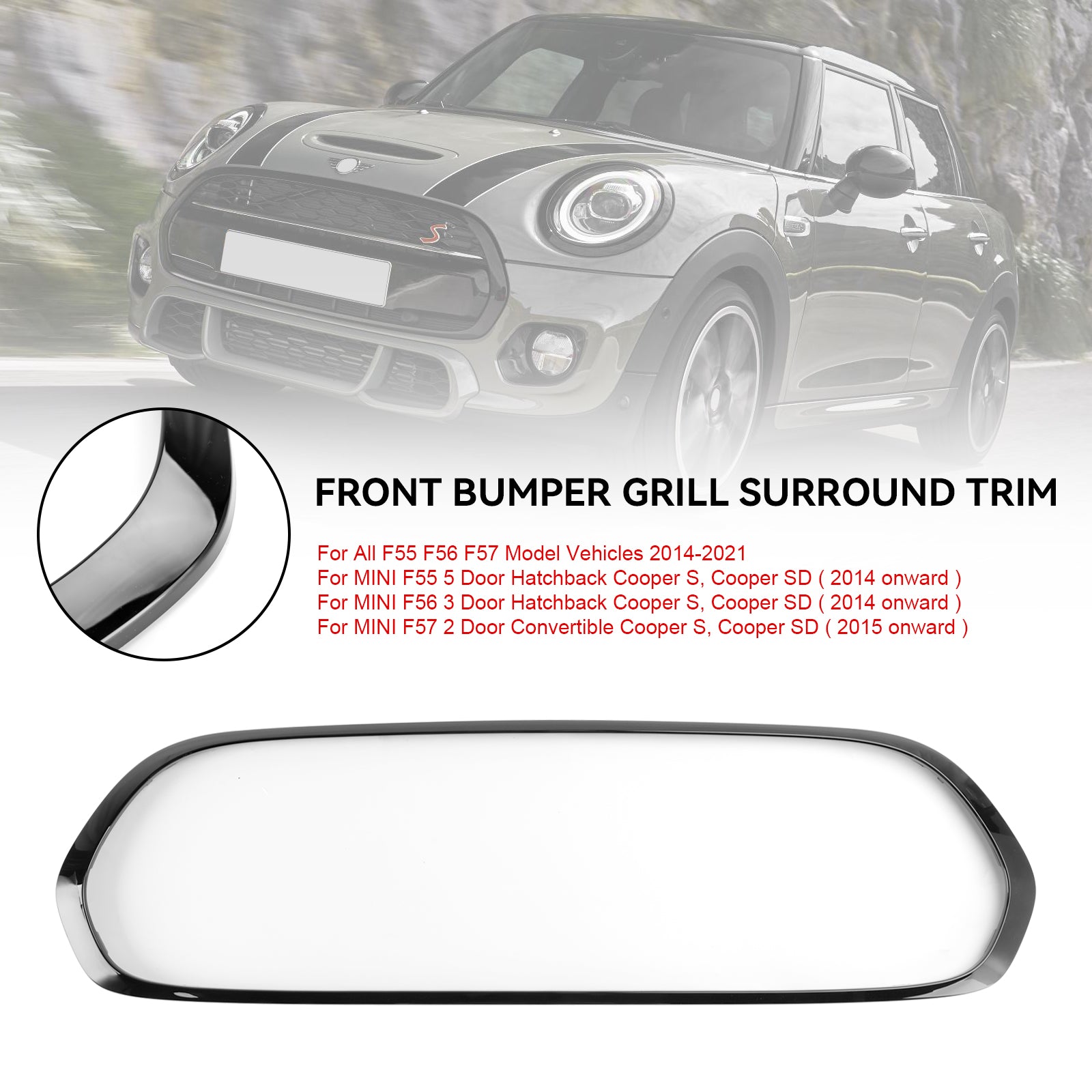 2014-2021 Mini Cooper F55 F56 F57 Front Grill Grille Surround 51137449207