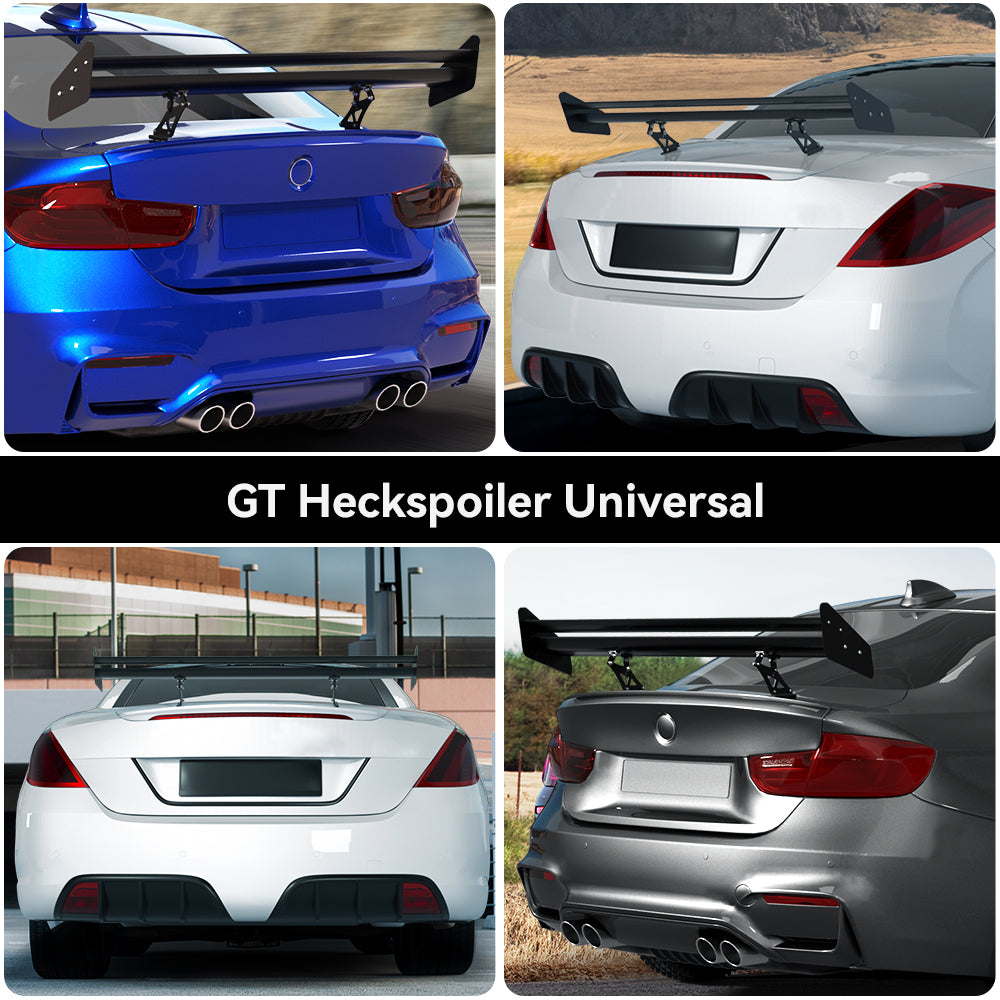 Universal Aluminum Adjustable Double Deck GT Rear Trunk Wing Spoiler Black