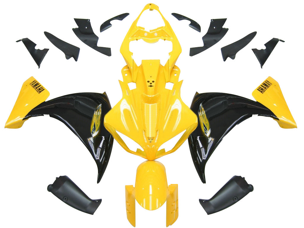 2009-2011 Yamaha YZF-R1 Yellow Black Racing Fairings Generic