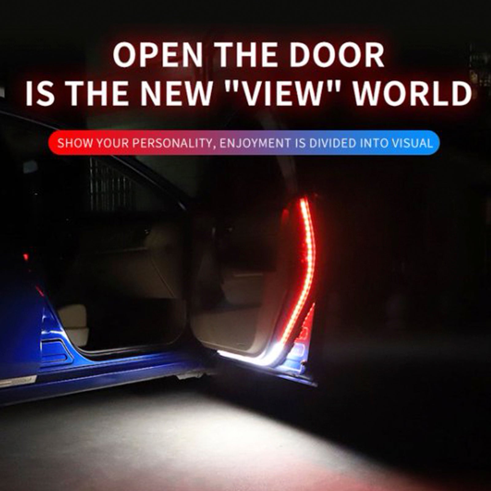 Tiras de luces decorativas para puerta de coche, lámpara blanca roja intermitente de advertencia, 1,2 m