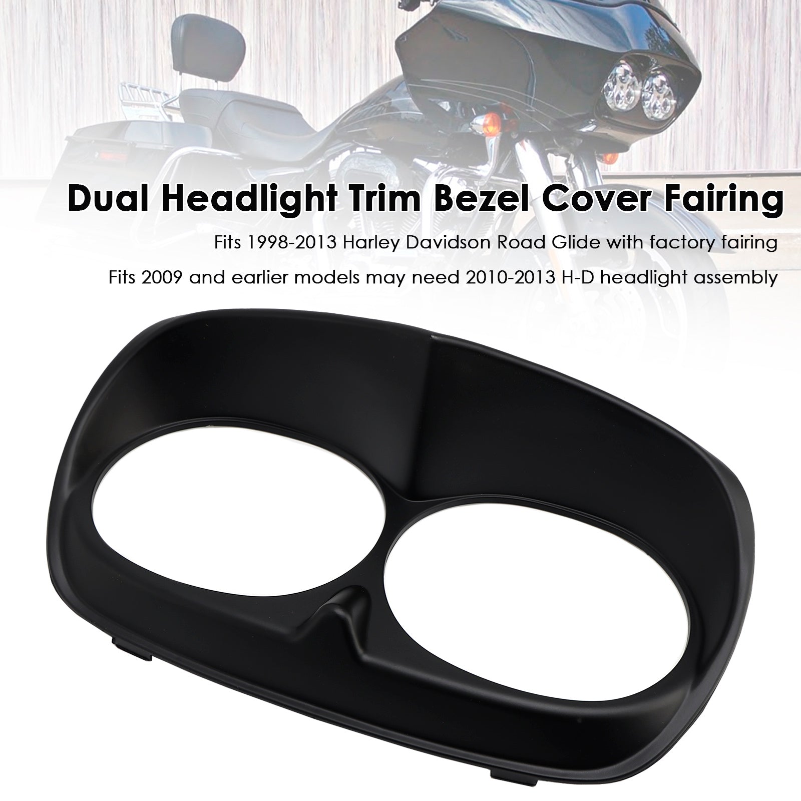 Dual Headlight Trim Bezel Cover Fairing For Road Glide 1998-2013
