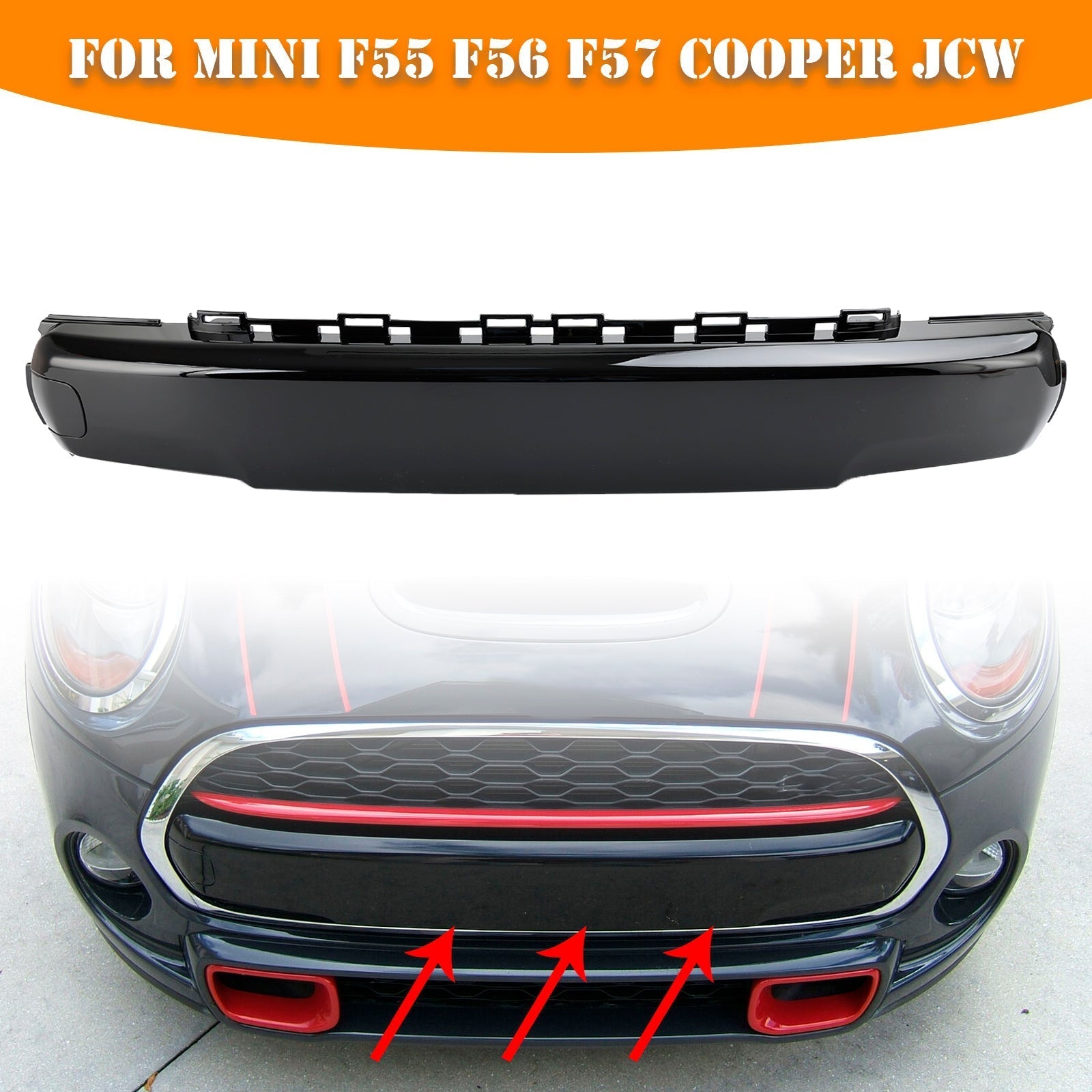 2013-2021 MINI F55 Cooper S Front nummerskylt Kåpa blank svart 51117337791