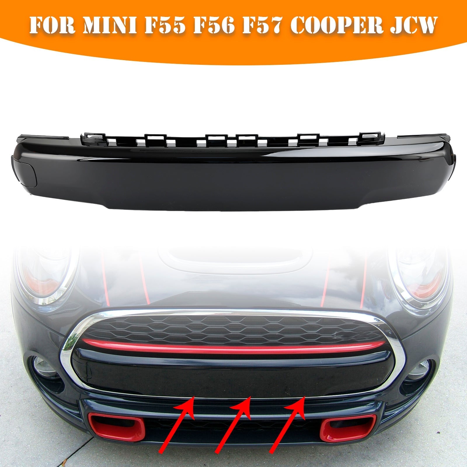 2013-2021 MINI F56 Cooper S Front nummerskylt Kåpa blank svart 51117337791