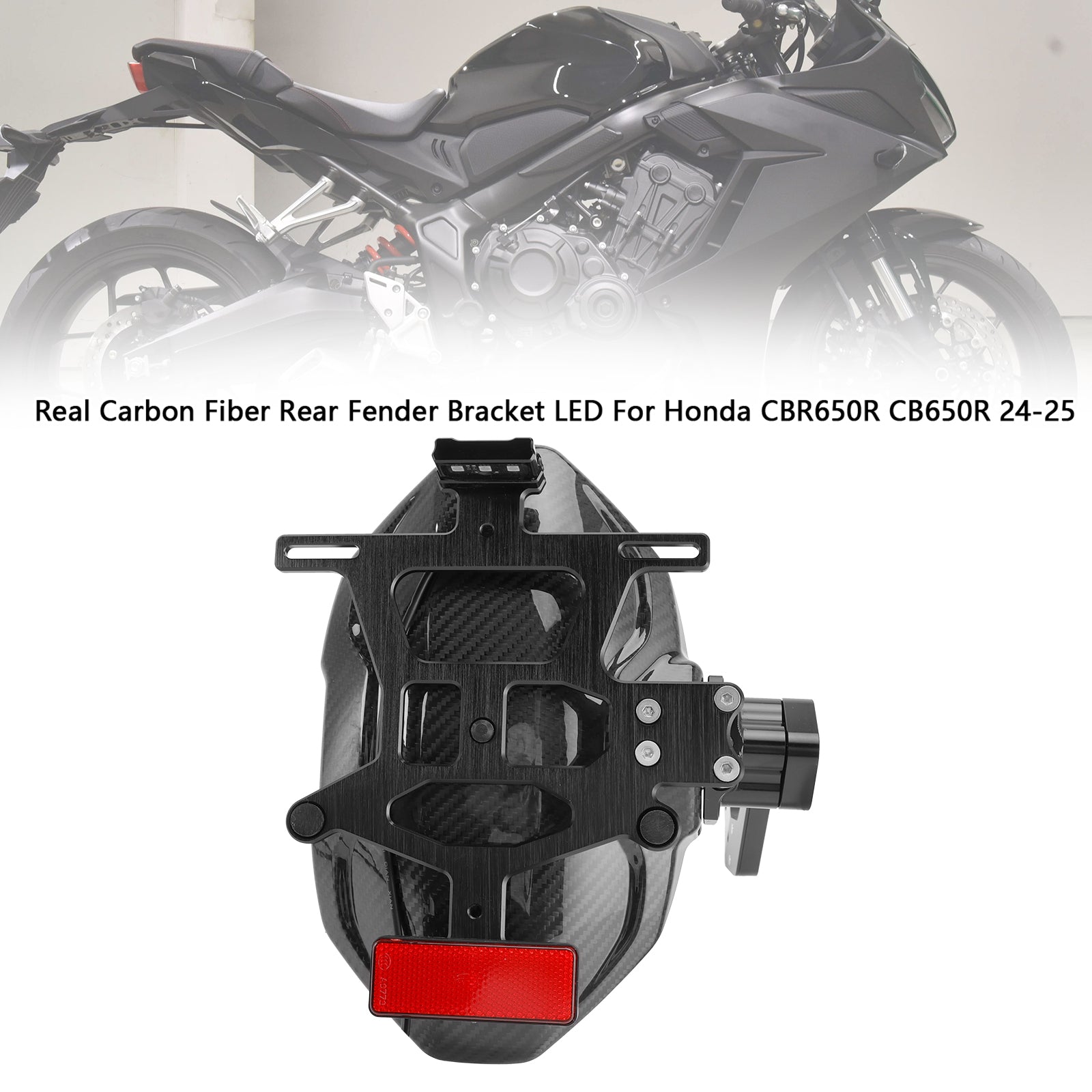 Soporte de guardabarros trasero de fibra de carbono Real LED apto para Honda CBR650R CB650R 2024-2025
