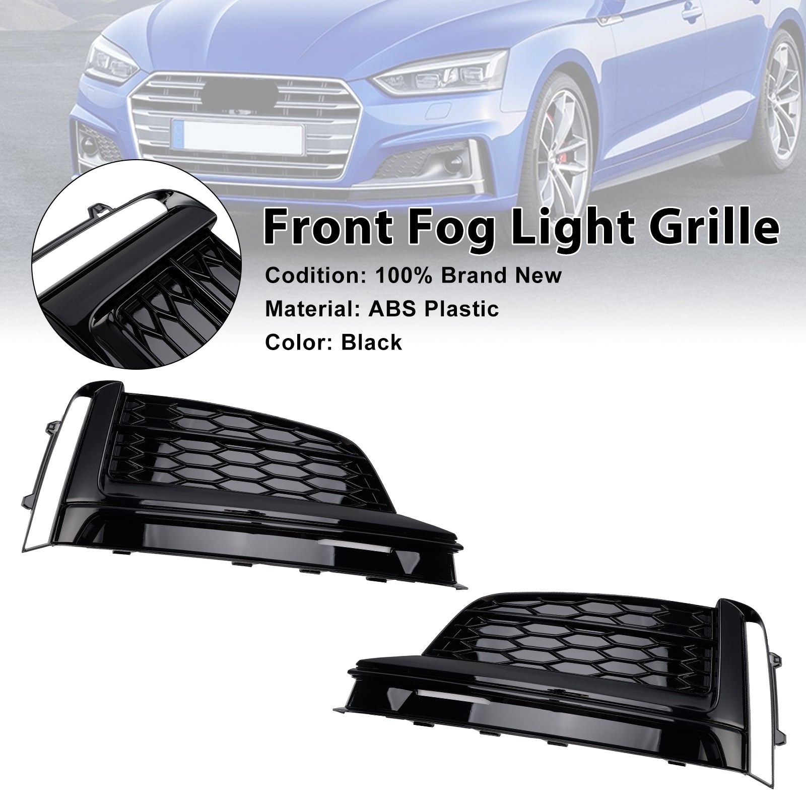 2018-2019 Audi A5 S-Line S5 Främre stötfångare Dimljus Grill Skyddsgrill