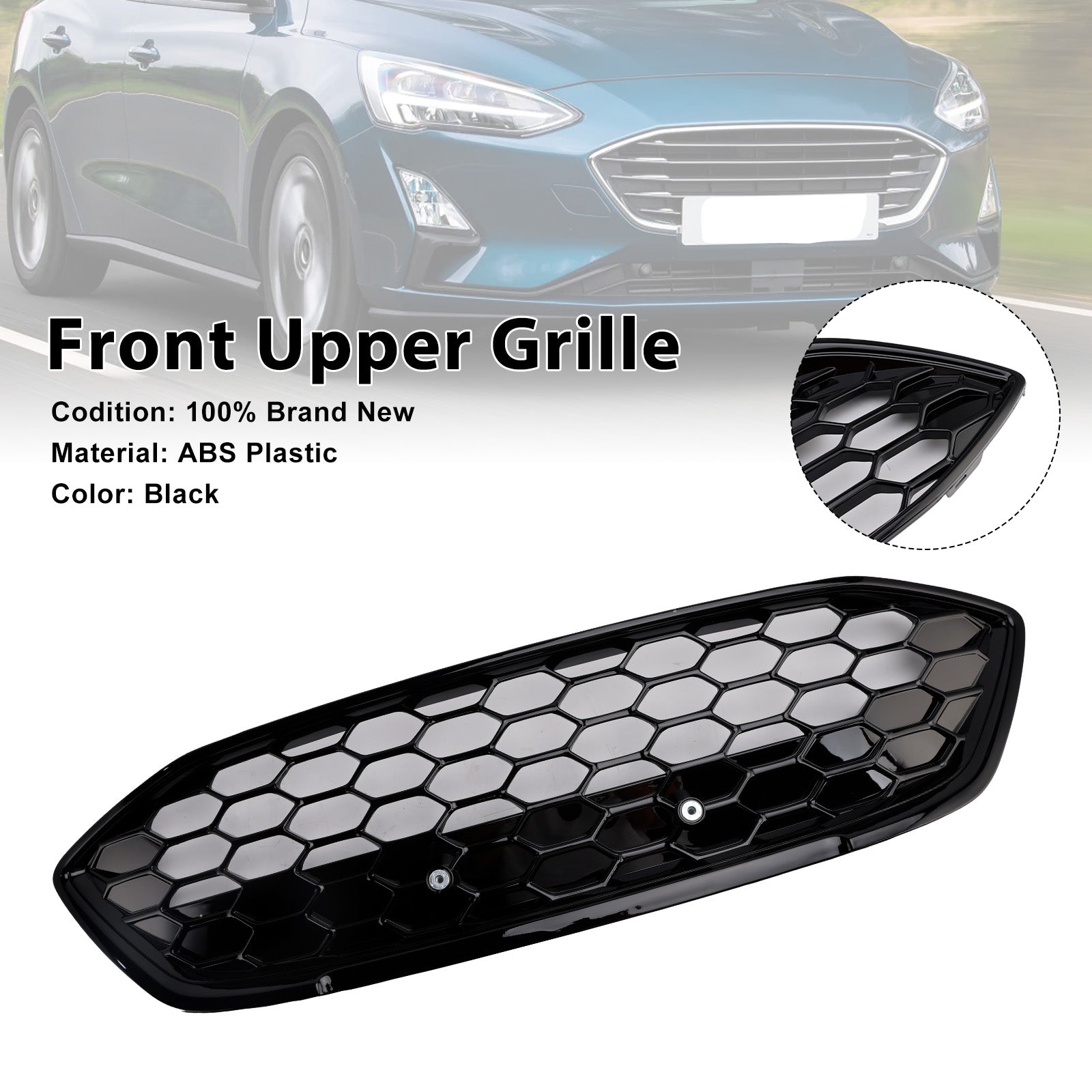 2018-2021 Ford Focus MK4 ST Style Gloss Black Mesh Front Bumper Grill