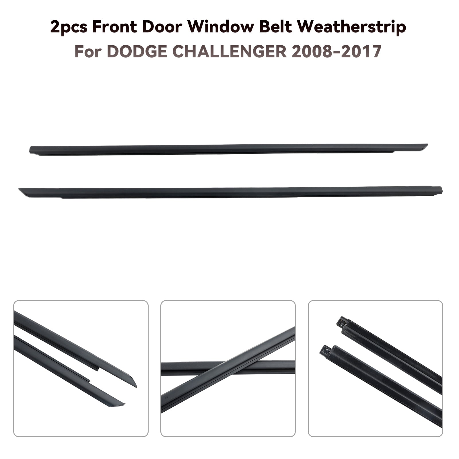 2008-2017 DODGE CHALLENGER 2pcs Front Door Window Belt Weatherstrip