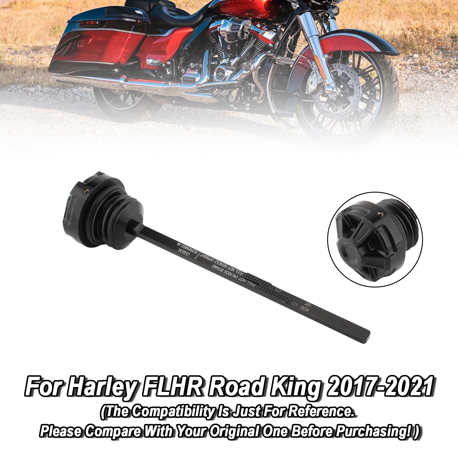 Bouchon de réservoir de jauge d'huile, bouchon adapté pour Road Electra Street Glide Road King 17-21