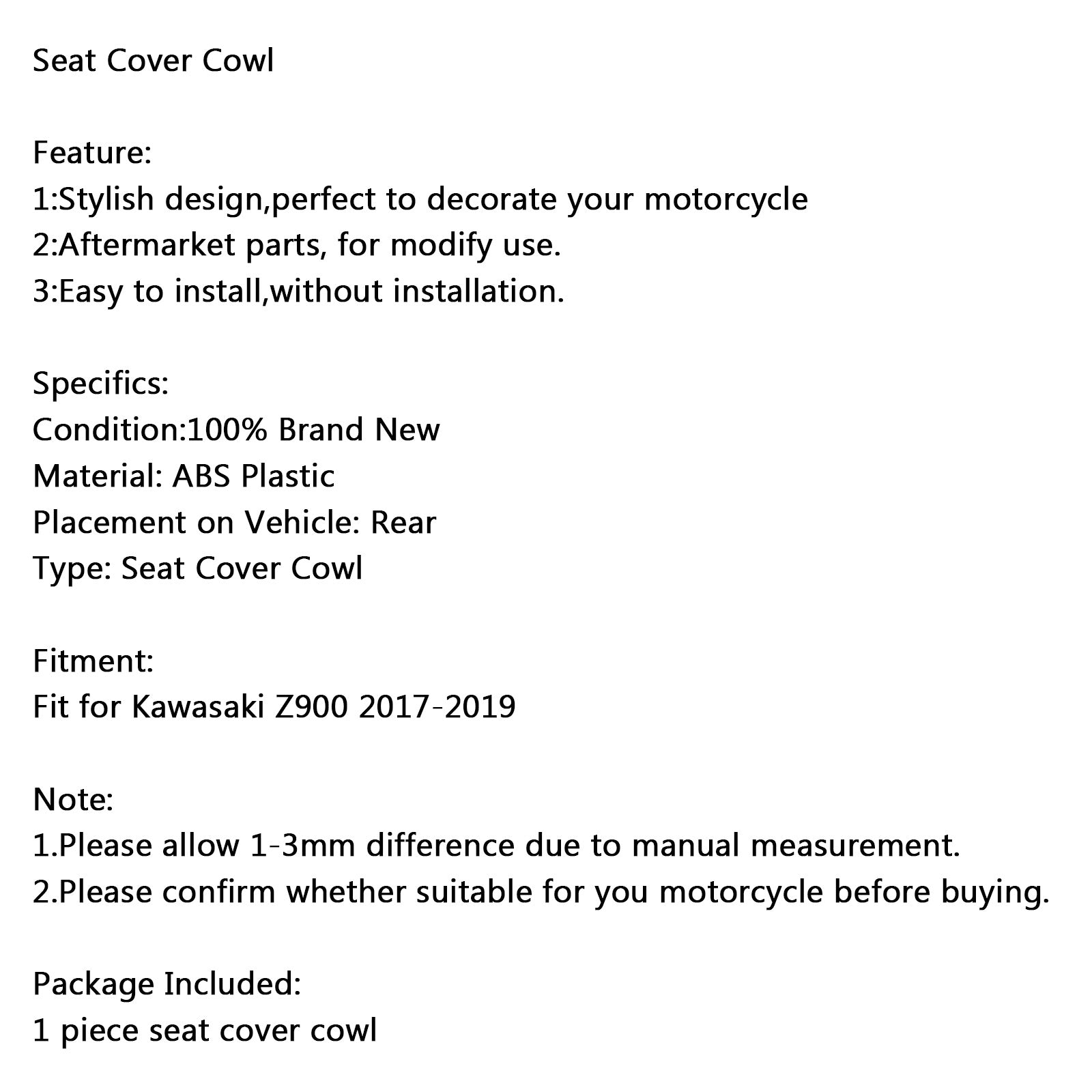 Couvercle de carénage de siège arrière de moto Kawasaki Z900 2017 – 2024, capot en carbone