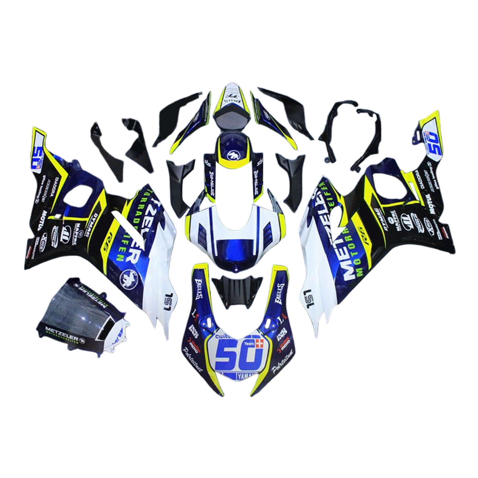 Kit de carénage d'injection Yamaha YZF-R6 2017-2023 carrosserie plastique ABS