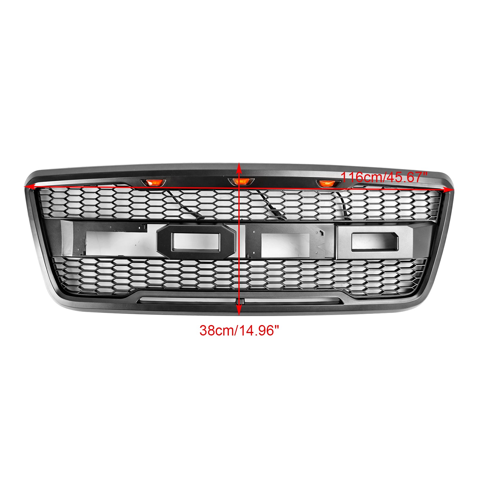 Raptor Style Front Mesh Hood Grille Grill Fit Ford F150 2004-2008 Met LED