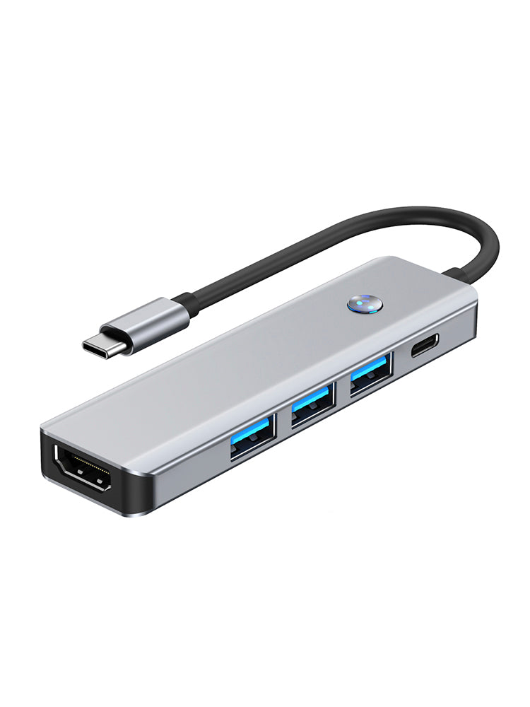 5 en 1 adaptador de concentrador de interfaz TYPE-C+USB3.0*1+USB2.0*2+HDMI+PD100W para MacBook