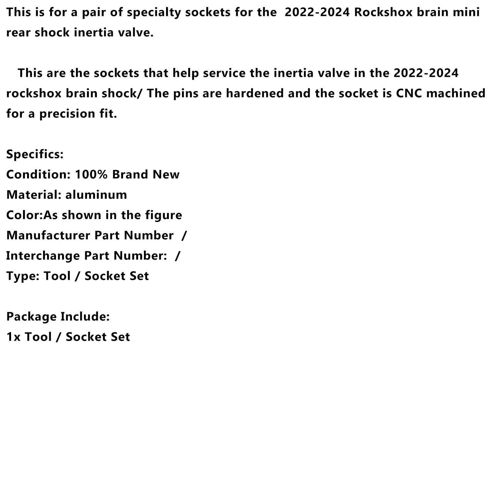 RockShox Brain Inertia Valve Tool 2022-2024?CSocket Set för Specialized MINI Shock