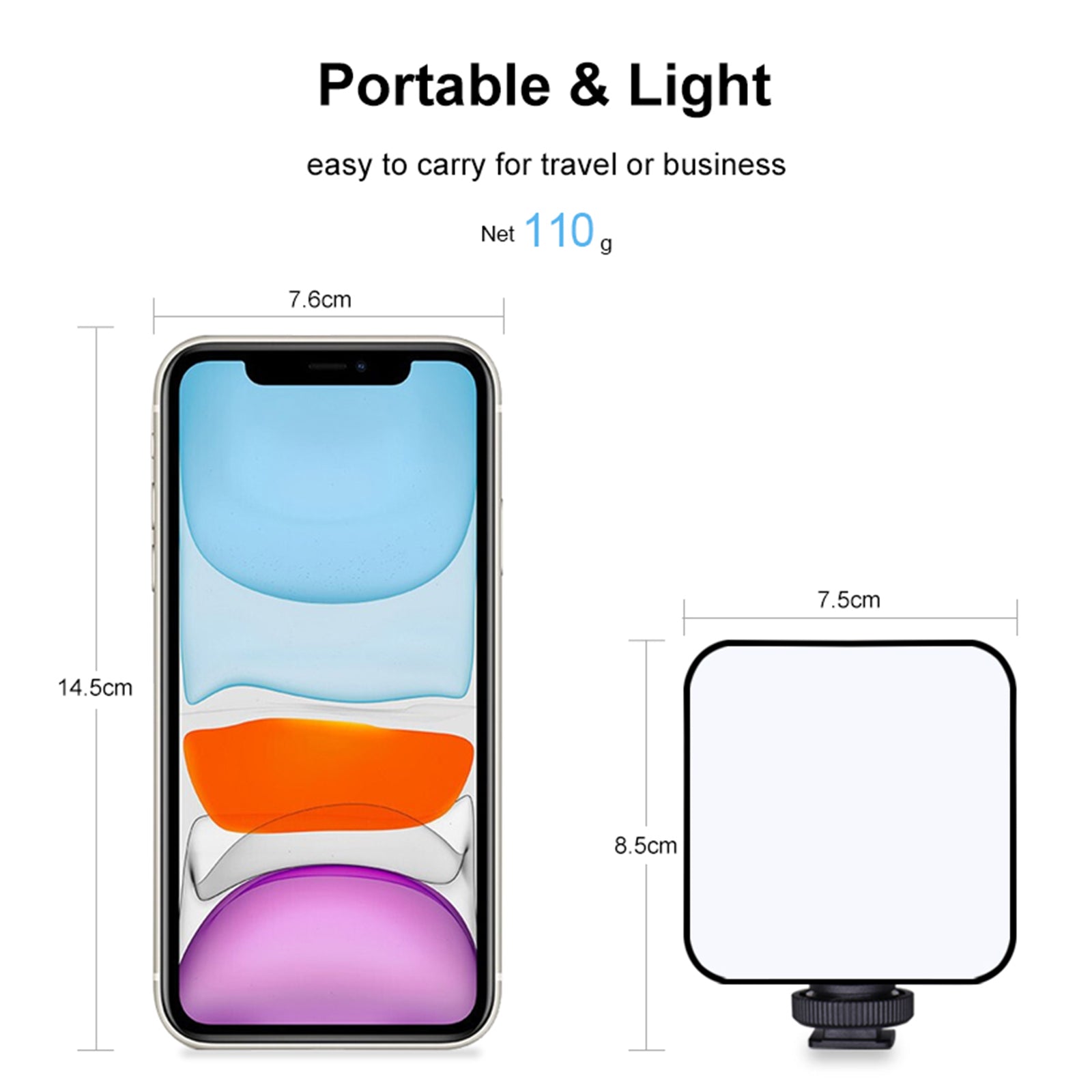 W64Lumière de remplissage de lumière vidéo LED RVB Caméra vidéo Téléphone portable Beauté en direct Extérieur