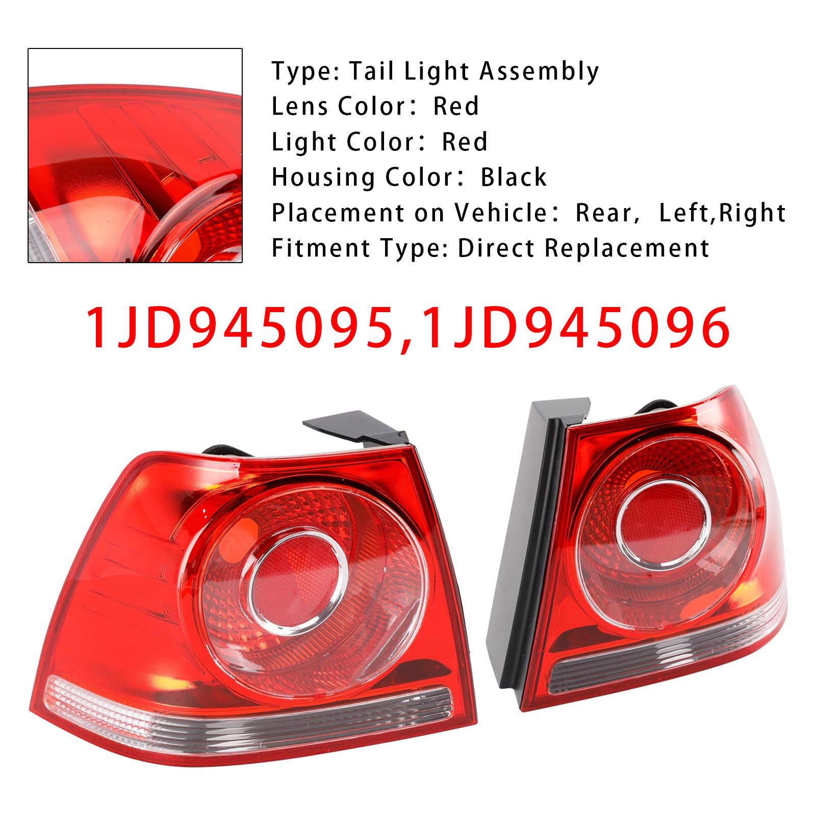 Left+Right Tail Light Lamp 1JD945095 096 For VW Bora GLI 2006-2011