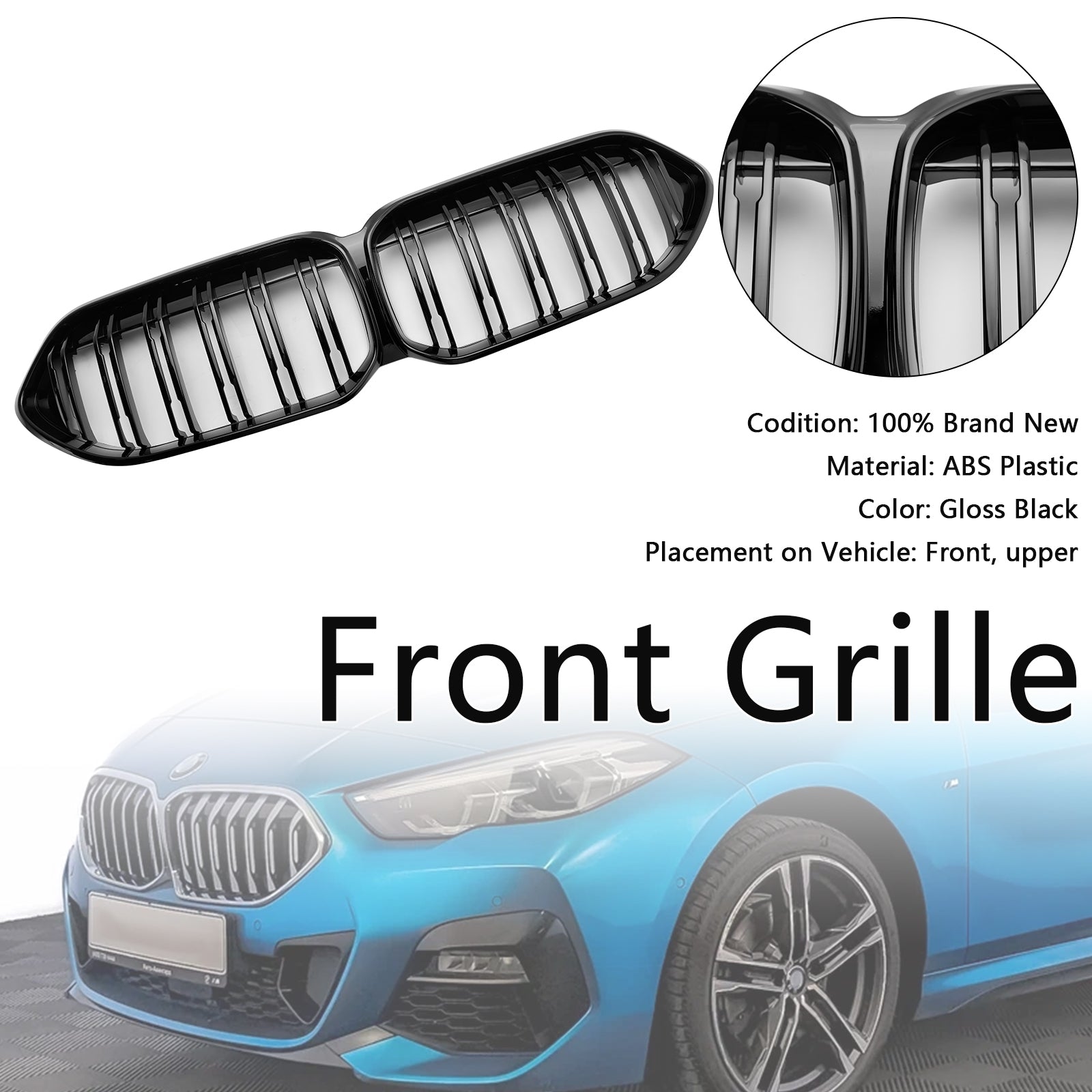 2020-2023 BMW 2-serie Gran Coupe F44 blank svart frontstøtfangergrill 51135A39378 51138080494