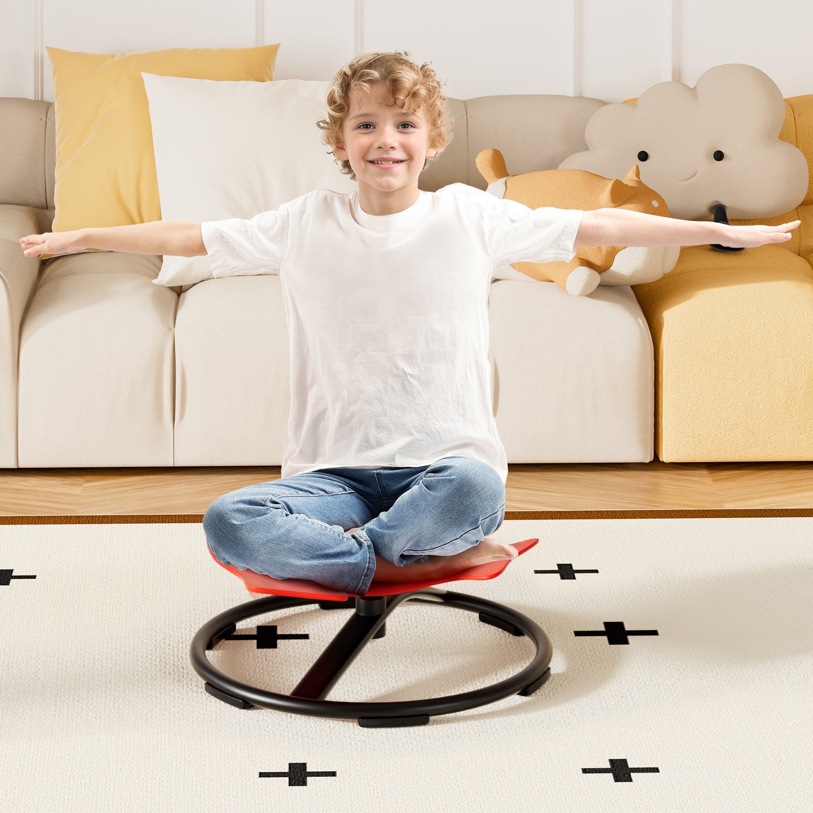 Sentar + spin 360 ° sensorial spinning assento giratório brinquedo infantil peixe balanço de cadeira de cadeira