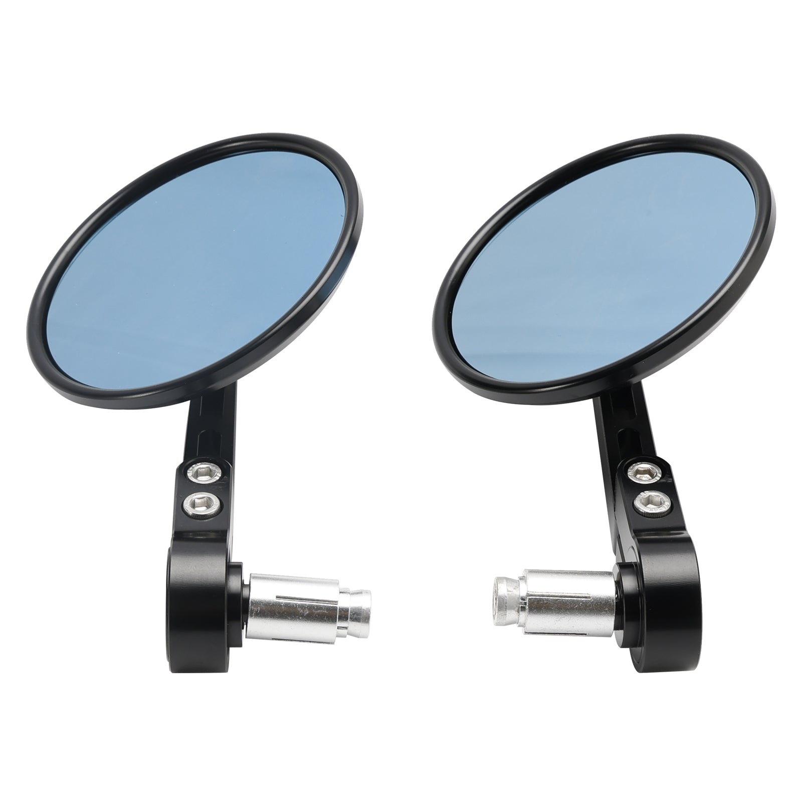 7/8" 22mm Anti Glare Round Bar End Mirrors Blue Glass For Street Tracker Sport