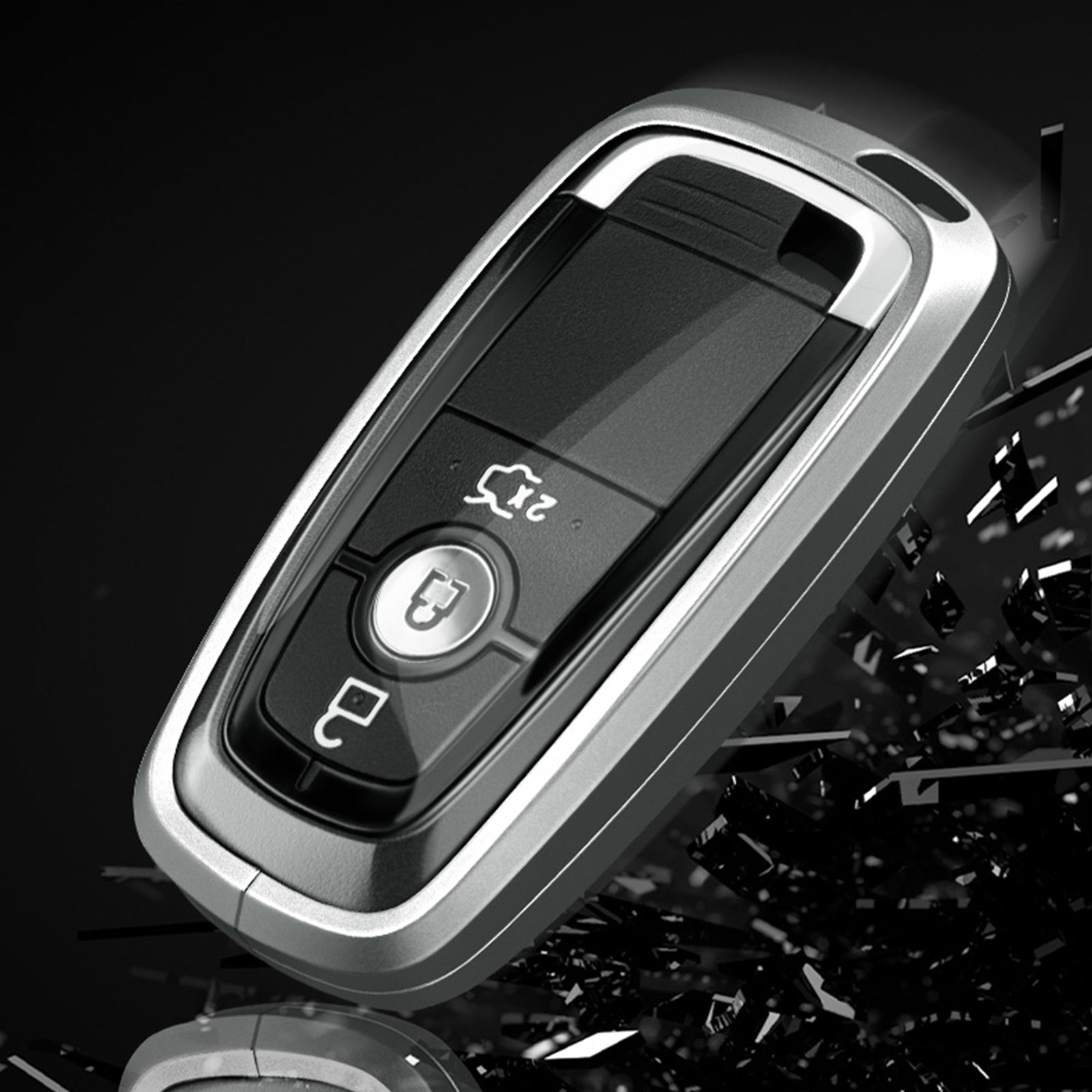 Aluminum Alloy TPU Silvery Car Key Case Cover With Buckle For Ford