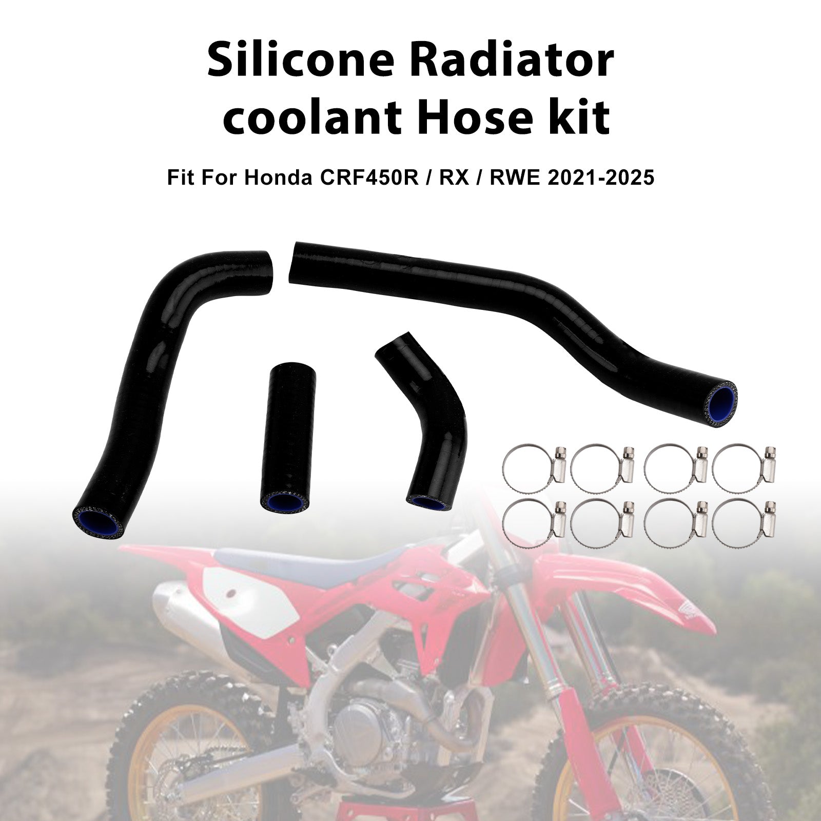 Silicone Radiator coolant Hose kit Fit For Honda CRF450R RX RWE 21-25