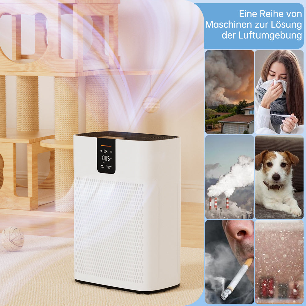 Smoke HEPA Air Purifier 15dB Quiet Sleep Mode. Smart Air Purifiers with App for Pet Hair Odor Dander Air Purifier for Home Bedroom Large Room Up to 2400 Ft2, Office Dust with 2 Filters