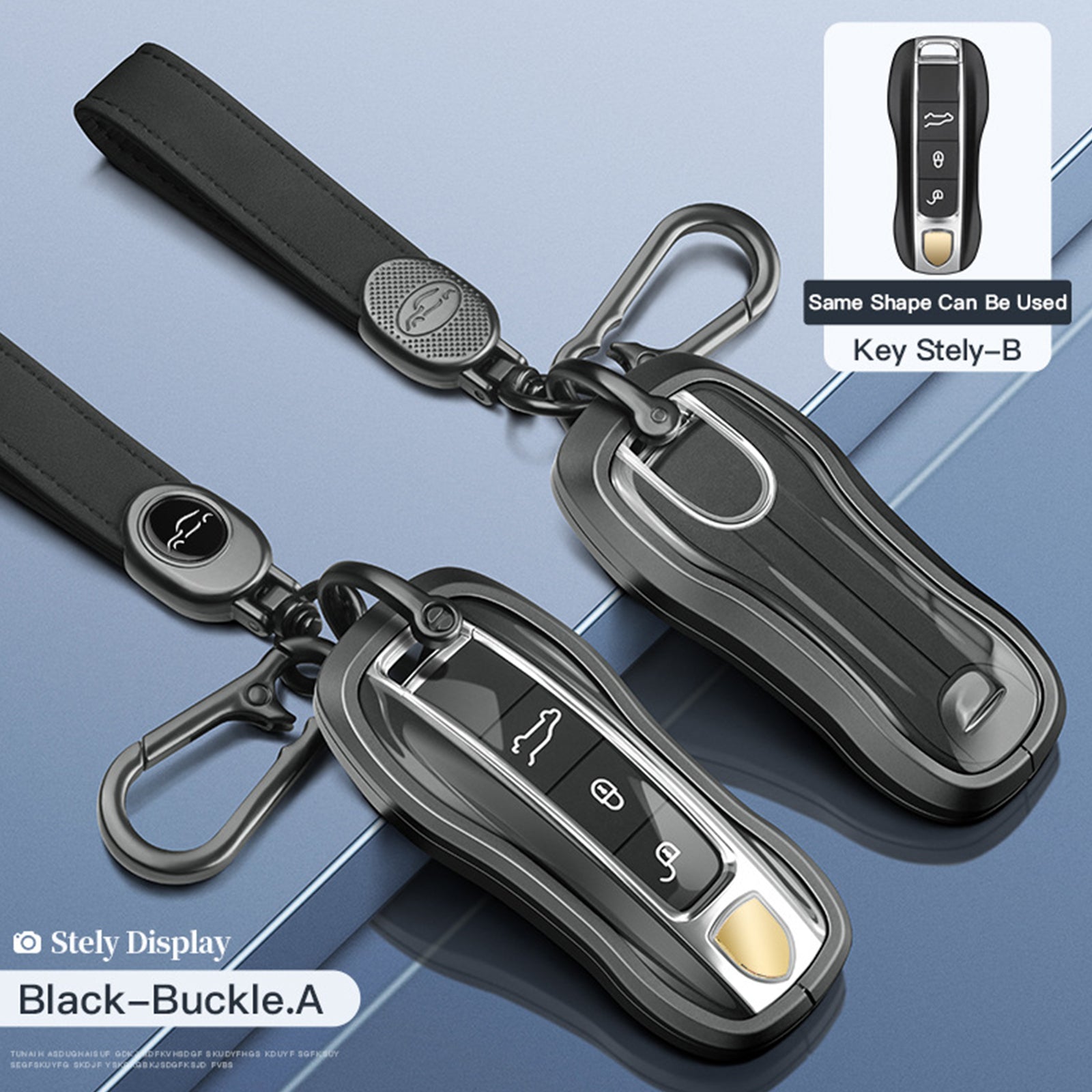 Aluminum Alloy TPU Black Car Key Case Cover With Buckle For Porsche Cayenne 911