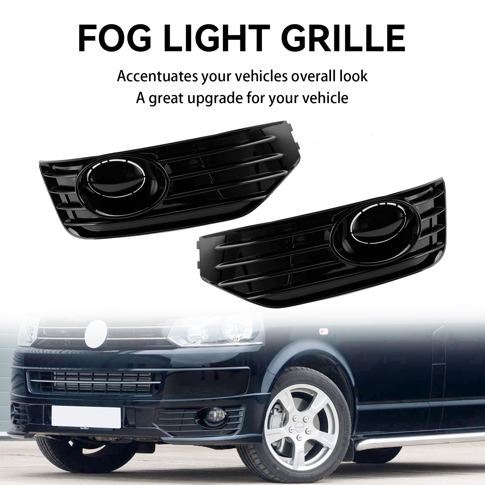 2010-2015 VW T5 T5.1 Gloss Fog Lamp Light Cover Insert S-line Grill Black