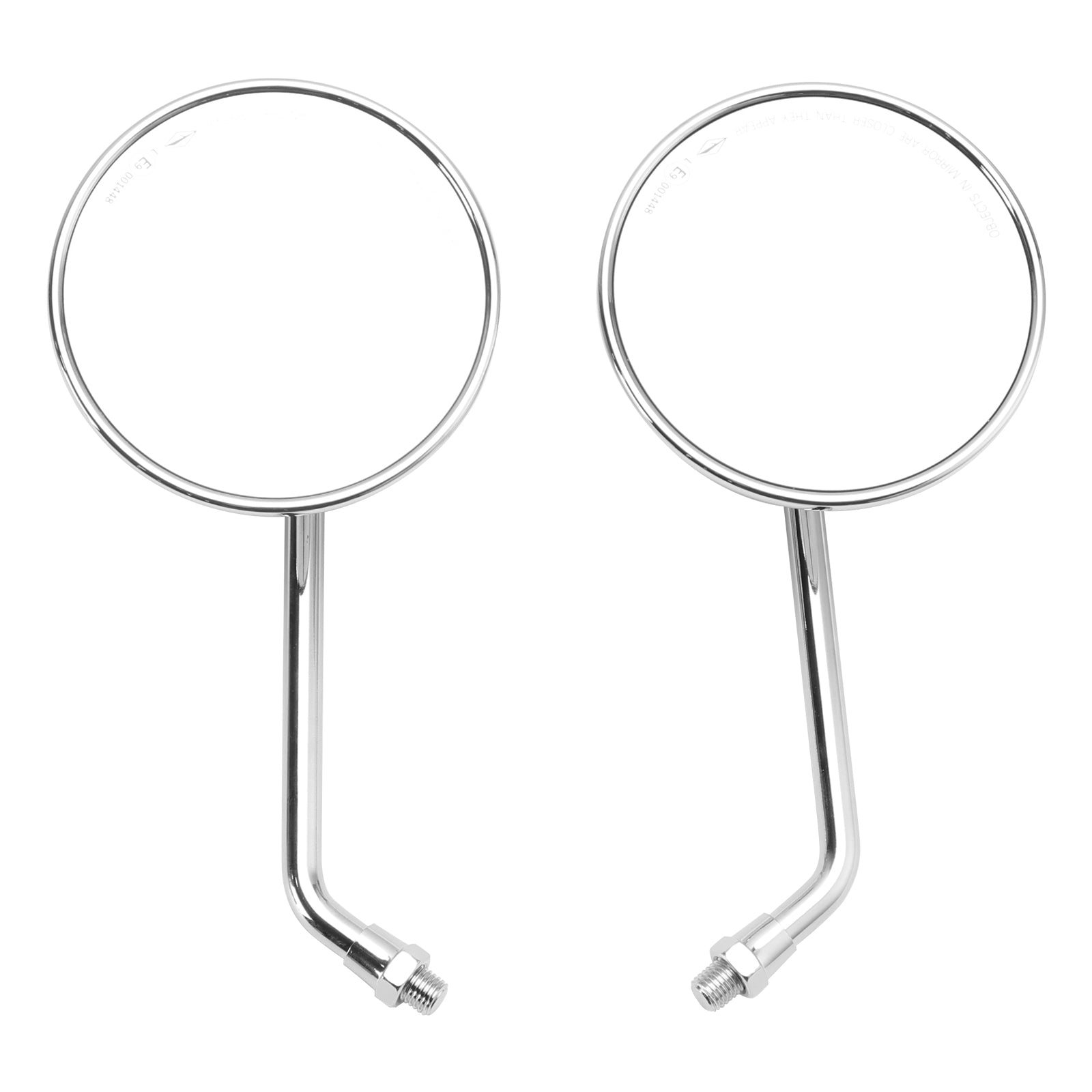 4" Round Chrome Classic Small Mirror with E-Mark M10 Mirrors For Japanese Bikes