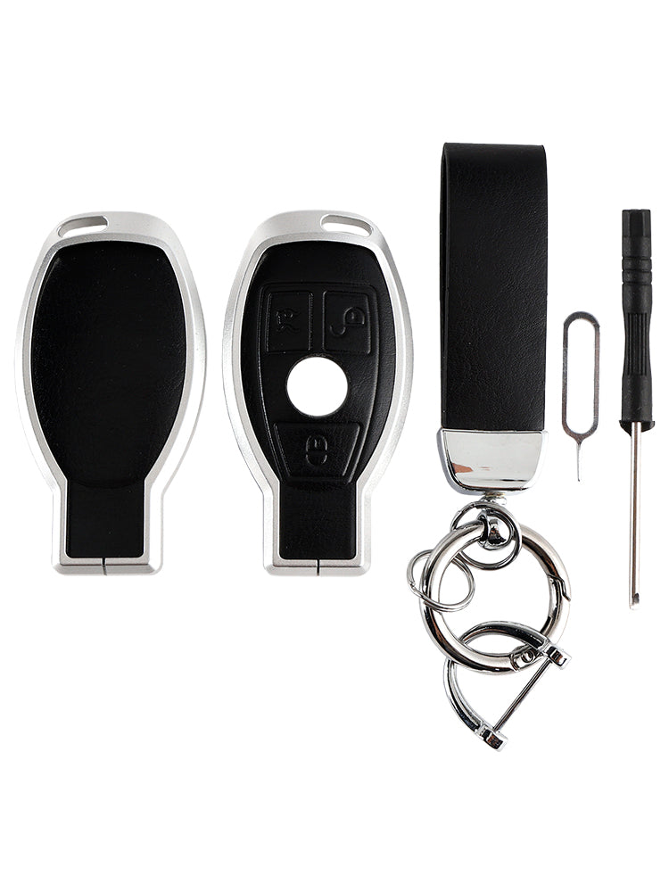 Étui noir pour clé de voiture en alliage de cuir et d'aluminium TPU, housse pour Benz GLC GLK CLS