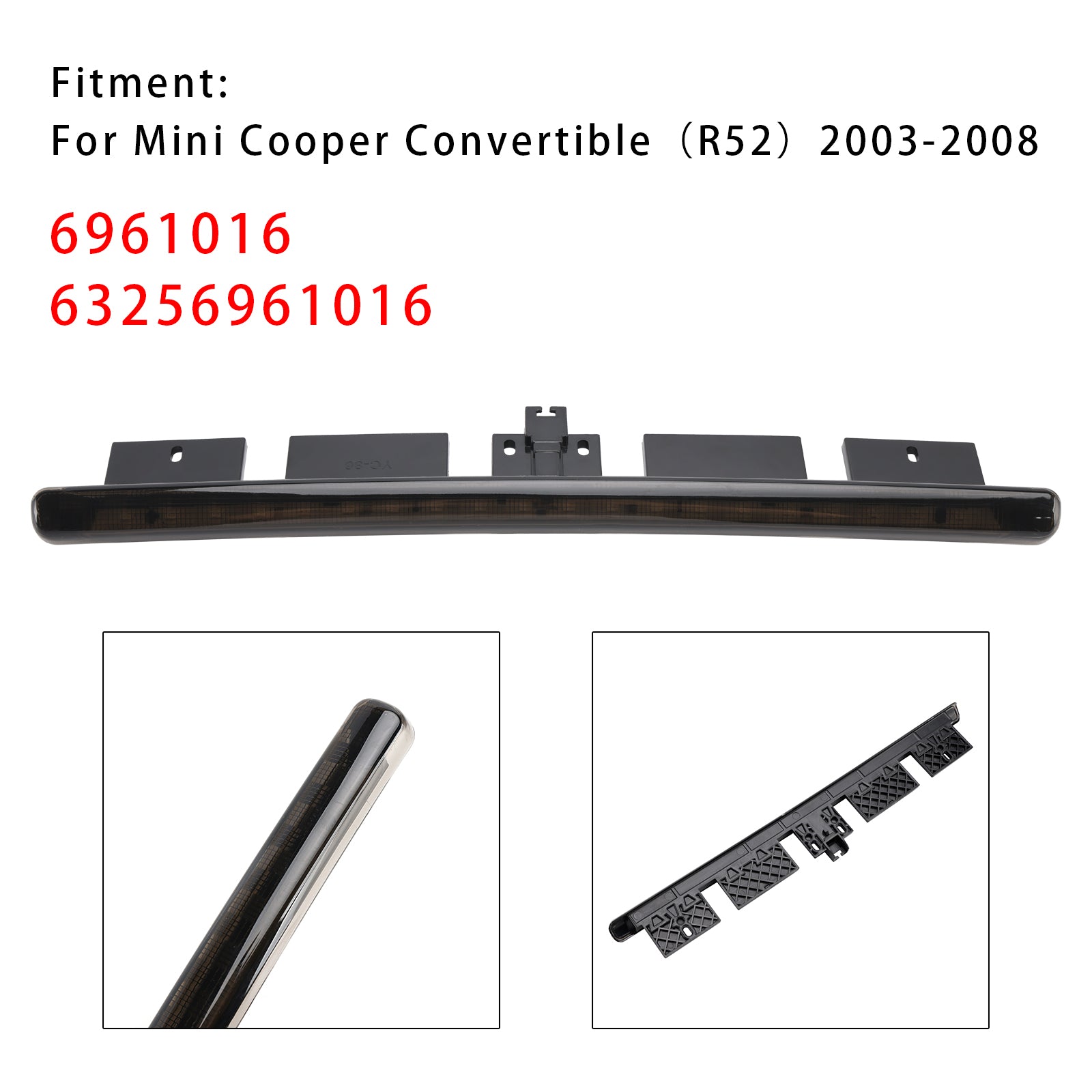 2003-2008 Zadné brzdové svetlo 63256961016 pre Mini Cooper Convertible R52 Smoked