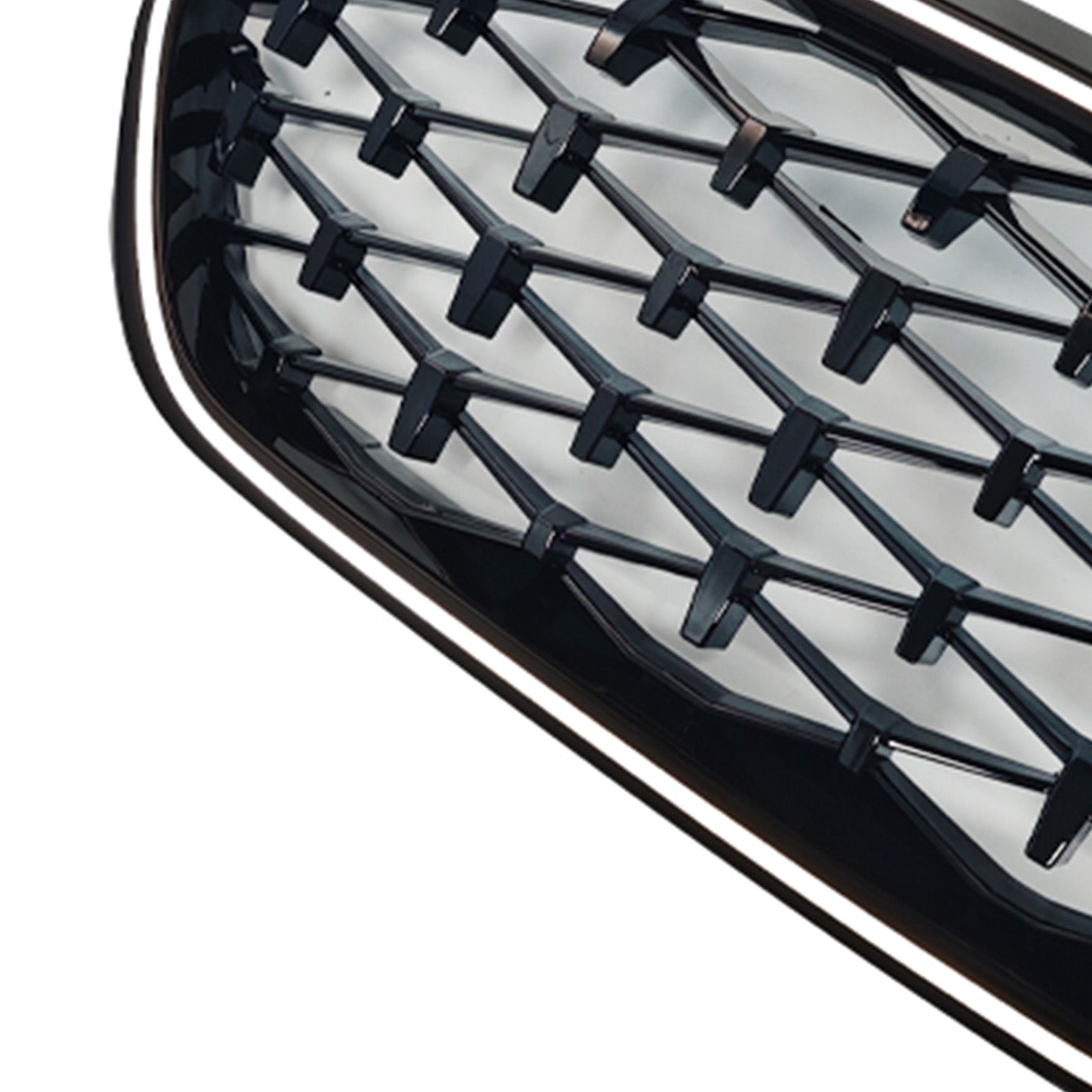 Diamond Front Kidney Grill Grille Fit BMW 5 Series G30 G38 2021-2024 Black