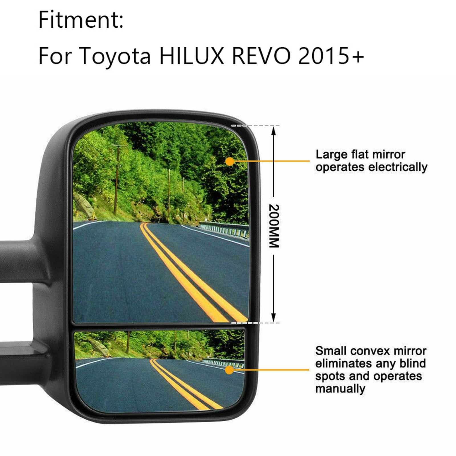 Pair Extendable Caravan Towing Mirrors For Toyota HILUX REVO 2015 ON INDICATOR