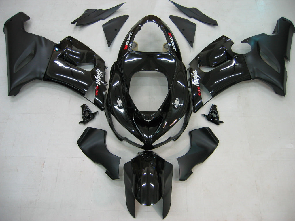 2005-2006 Kawasaki ZX6R 636 Fairings Black ZX6R Racing Generic