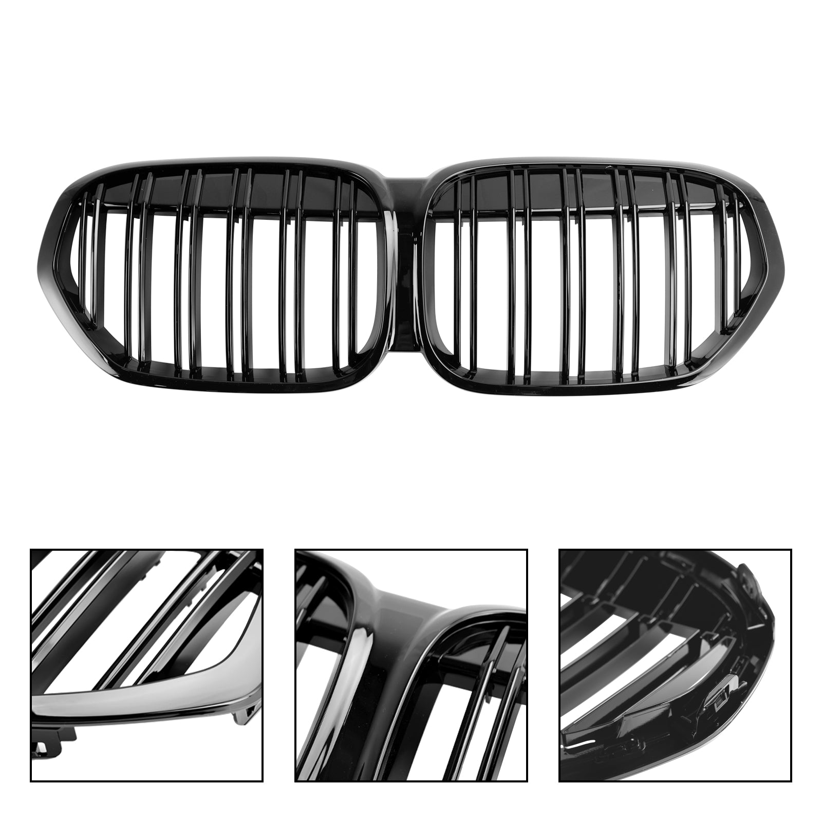 2019-2021 BMW X1 F48 F49 Grille de calandre avant noire brillante à double lamelles