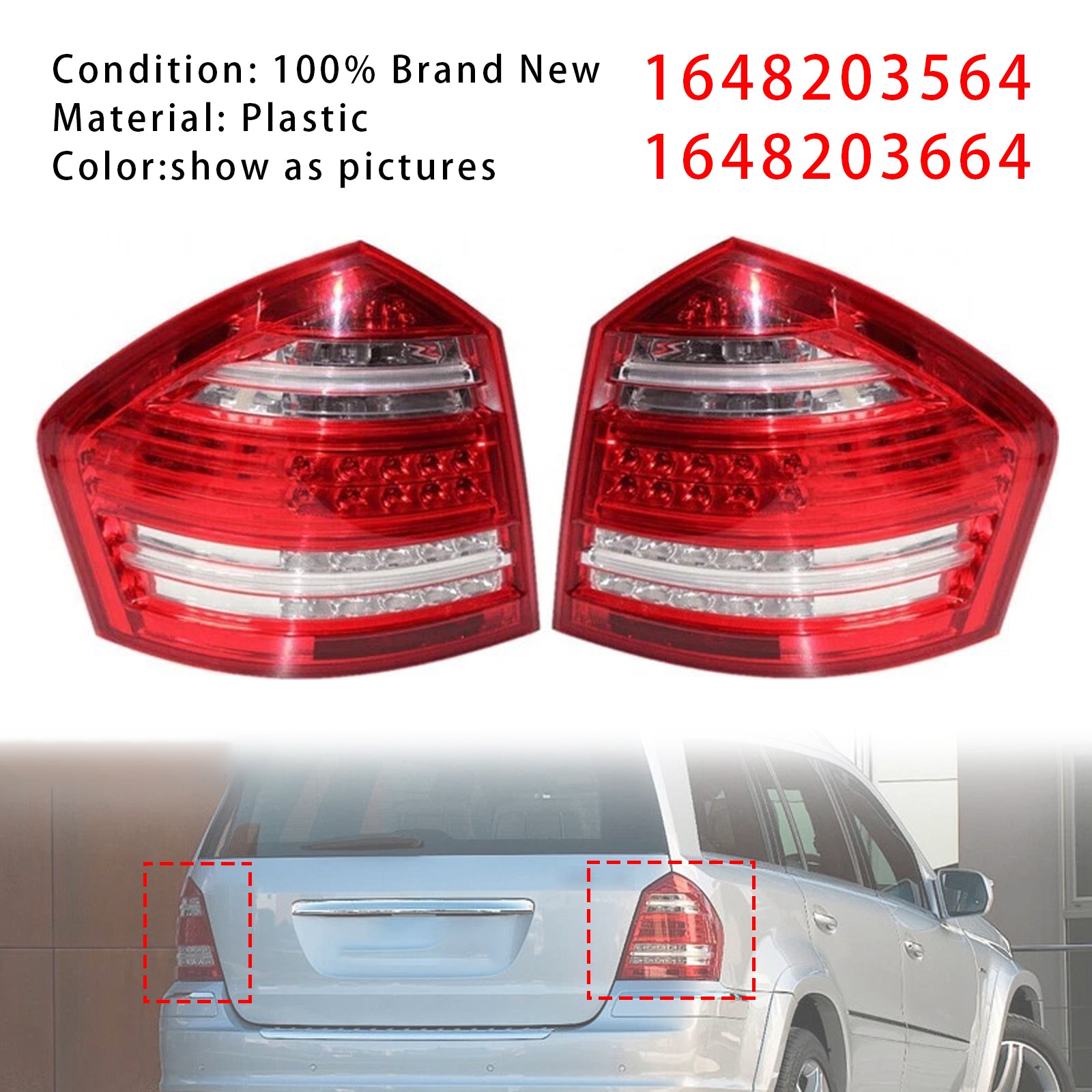 Left+Right Rear Tail Light Assembly For Mercedes-Benz GL X164 2006-2011