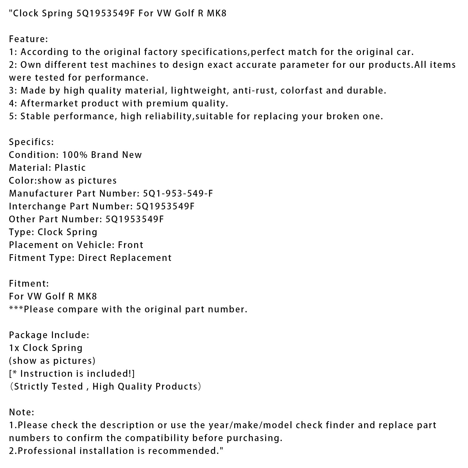 VW Golf R MK8 Klokveer 5Q1953549F