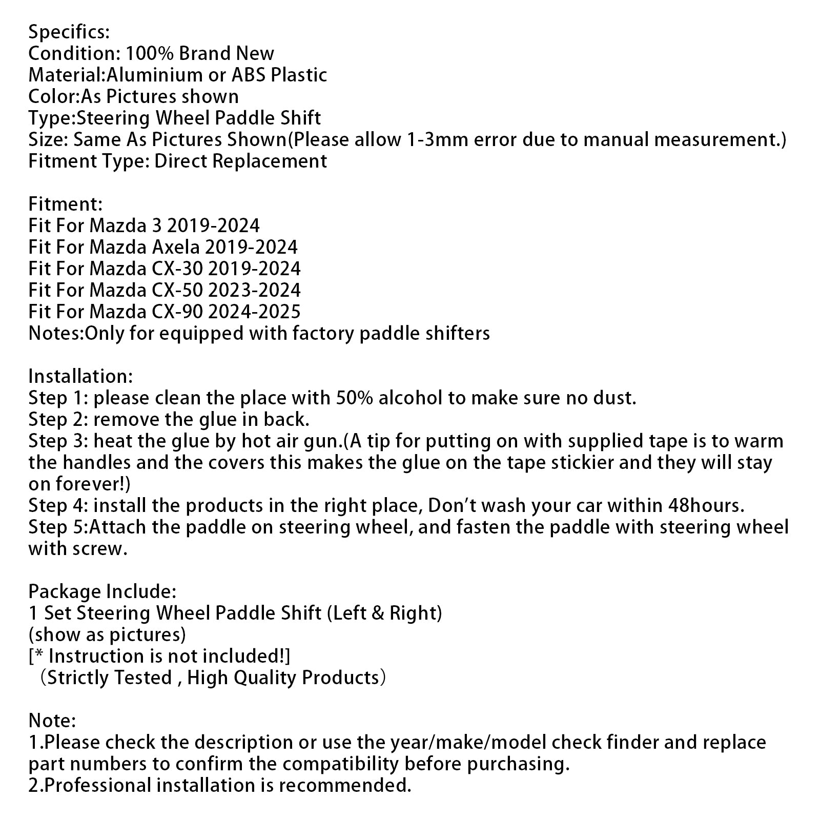 Stuurwiel schakelpeddelverlenging voor Mazda 3 CX-30