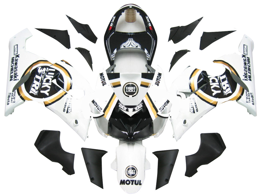 2005-2006 Kawasaki ZX6R 636 Fairings Black White Lucky Strike Ninja Racing Generic