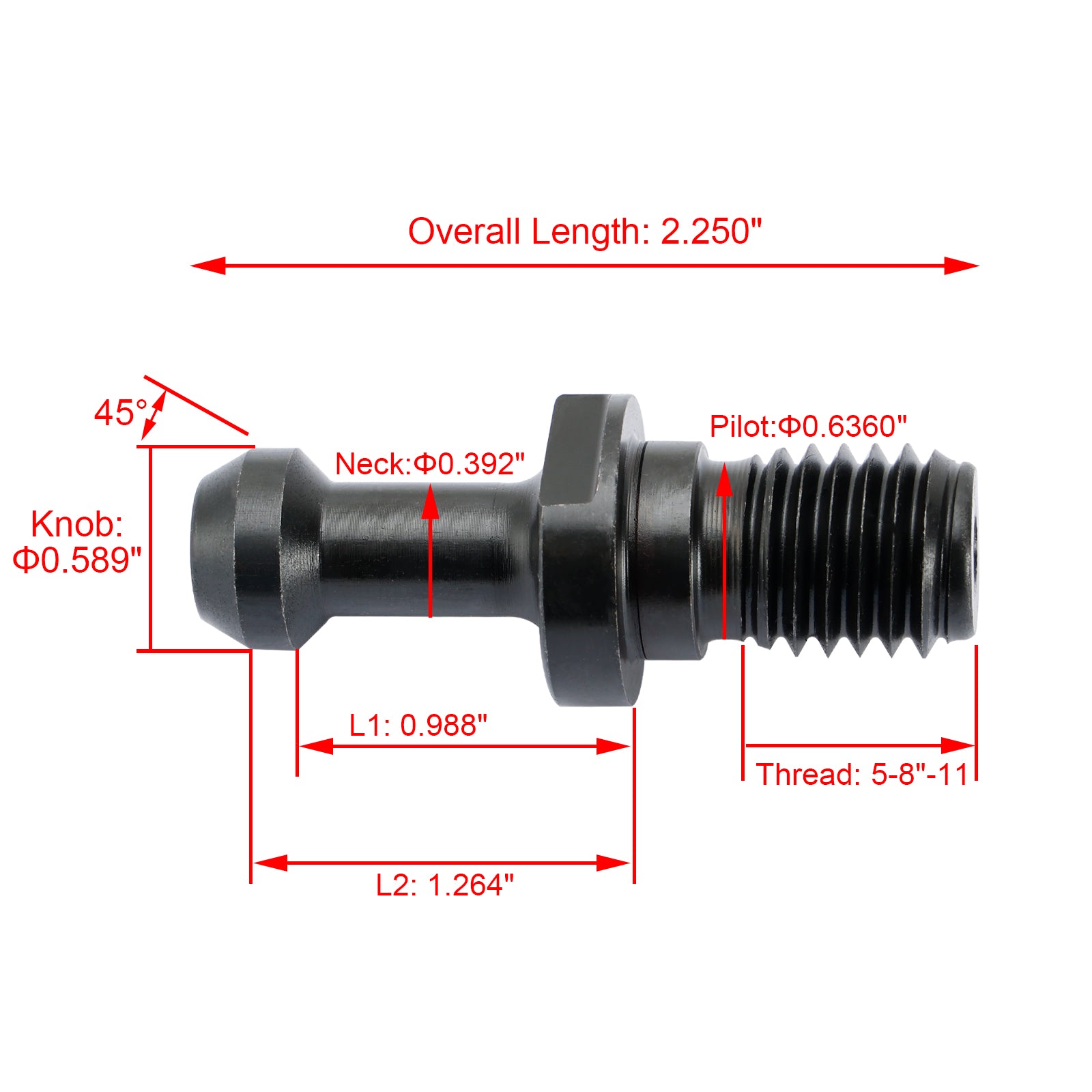 Bouton de rétention de goujon de traction à 45 ° CAT40, 10 pièces, adapté à tout Haas CAT40 CNC noir