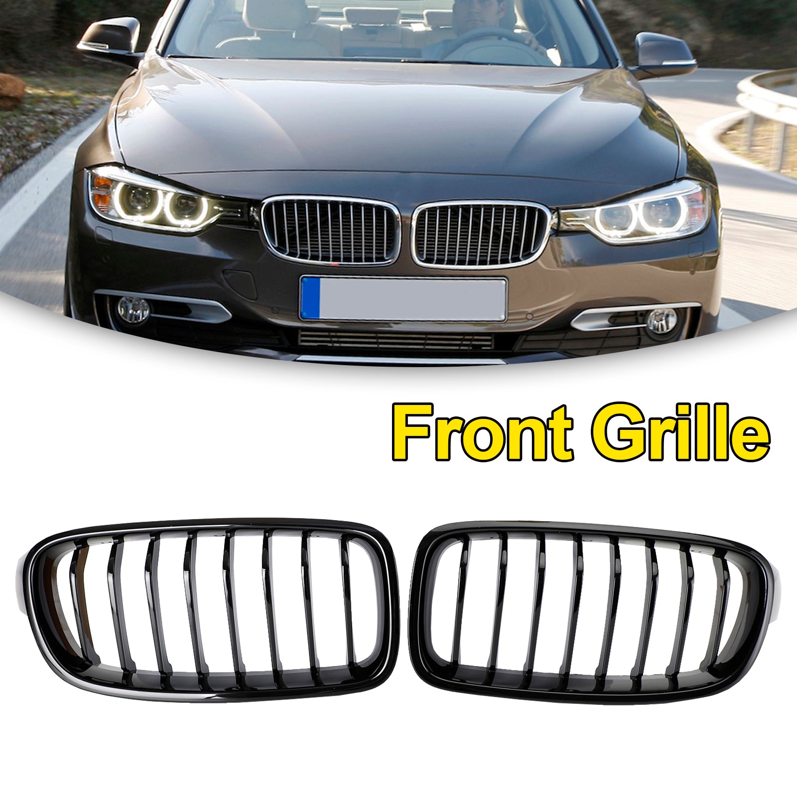 2012-2019 BMW 3-serie F30 F31 F35 Glanzend zwart niergrille vooraan