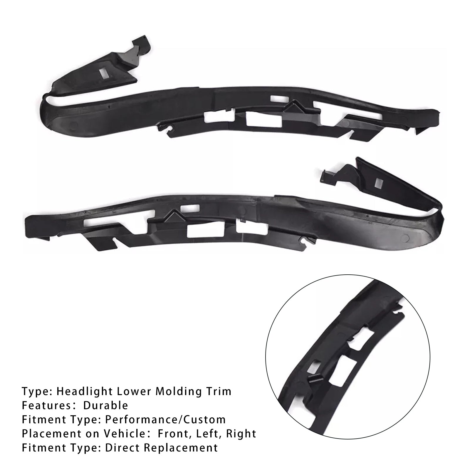 2PCS Front Bumper Headlight Lower Molding Trim For BMW 5 Series F10 F18 10-14