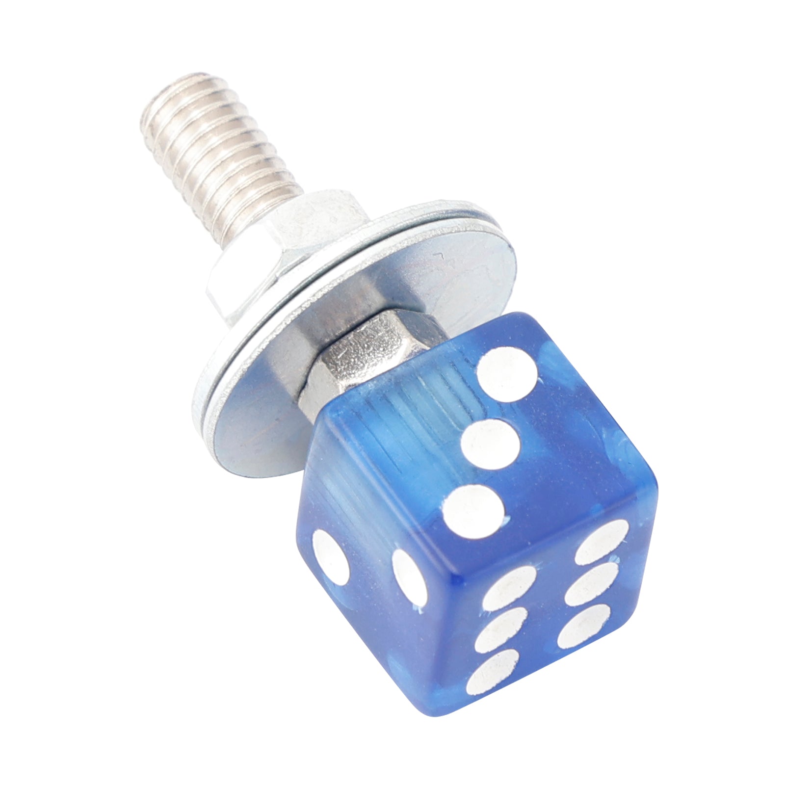 M6 Plastic Custom Head Dice License Plate Frame Screws Bolts Hardware Blue X4