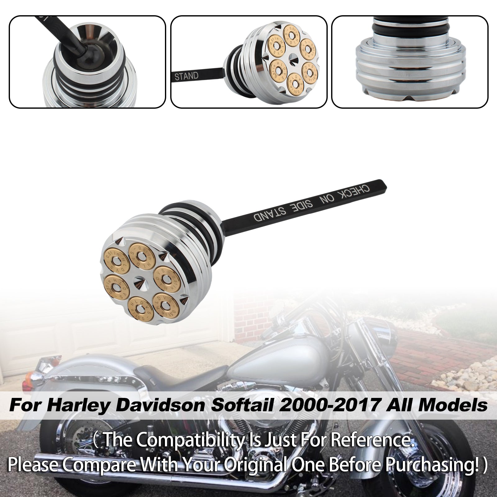 Olje dipestick tank cap plugg for softail 2000-2017 Alle modeller