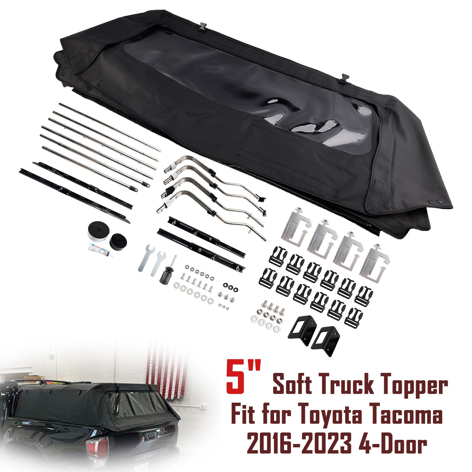 Toyota Tacoma 4 portas 2016-2023 5" Capa de caminhão macia