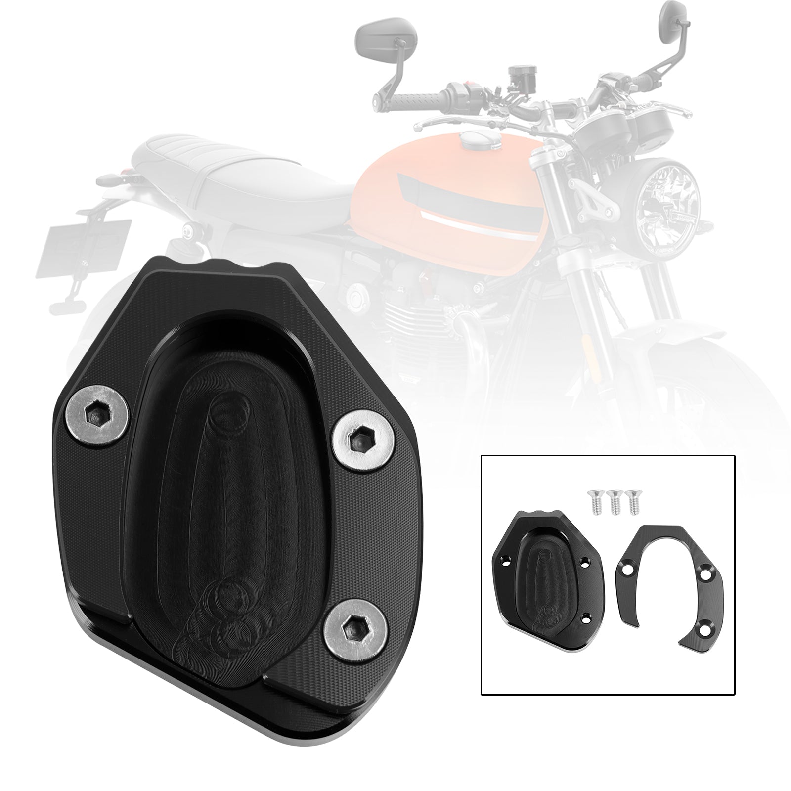 Coussin de plaque d'agrandissement de béquille adapté à Speed ​​Twin 1200 19-21 Thruxton 1200/R 16-19