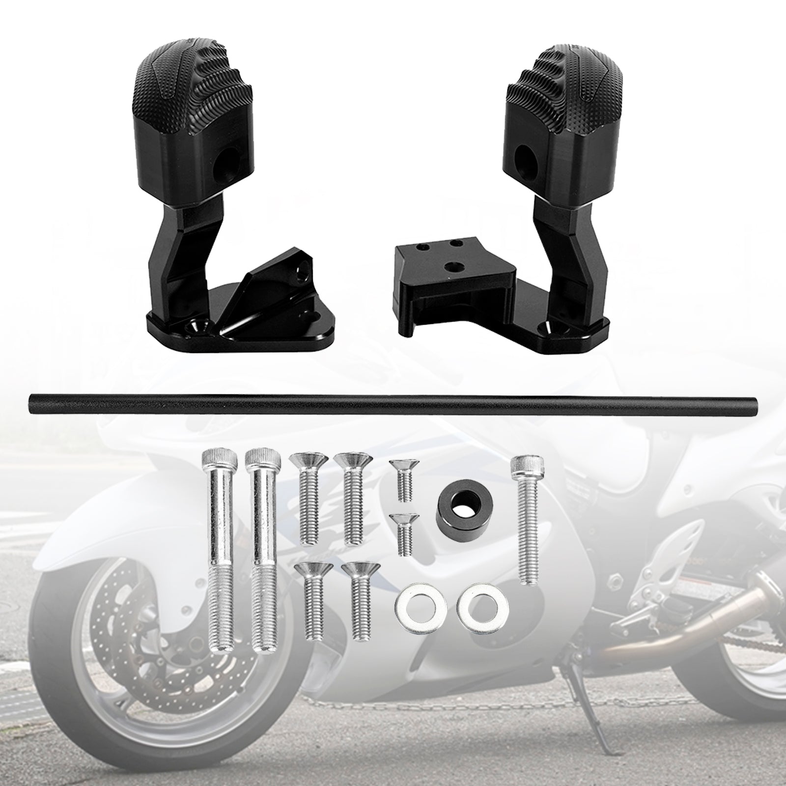 Protector Engine Crash Bunds Pad Slider Black For Suzuki Gsxr1300 Hayabusa 21-23