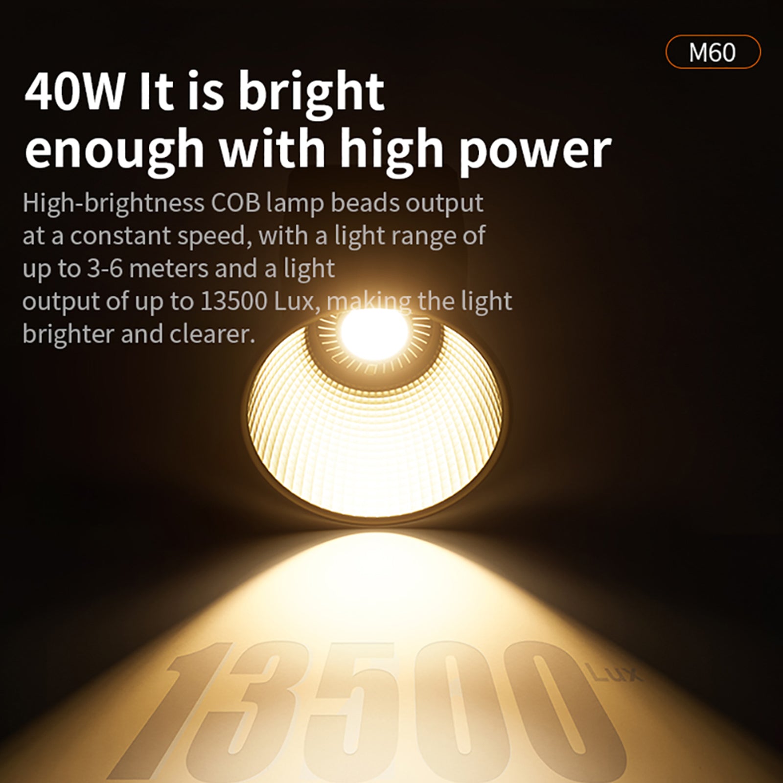 40W High Power M60 Photography Light COB Solar Light Outdoor LED Light